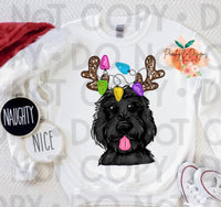 Black doodle Christmas DTF