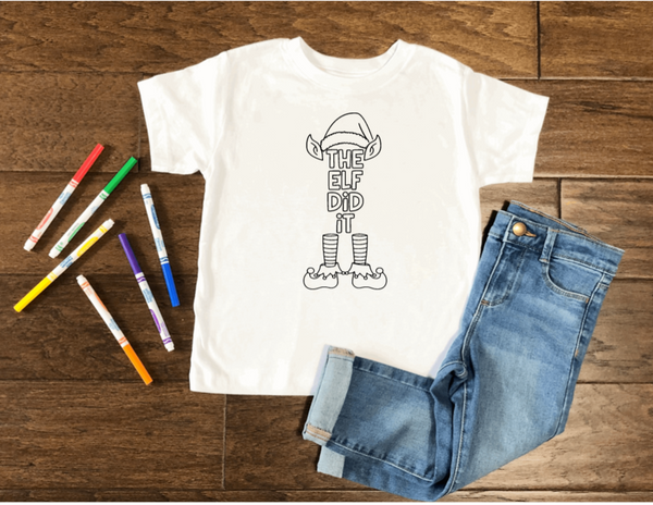 The Elf did it coloring shirt