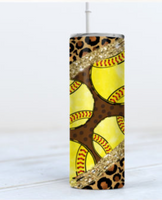 Softball leopard Tumbler sublimation